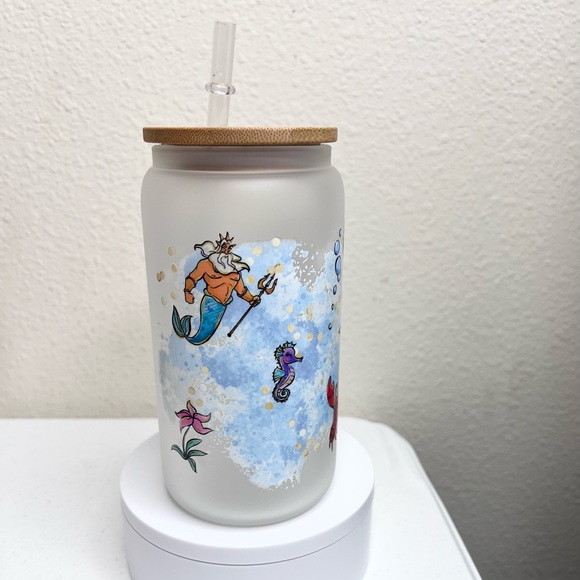 Ariel Little Mermaid Handmade Libbey Glass Cup - Picture 4 of 5